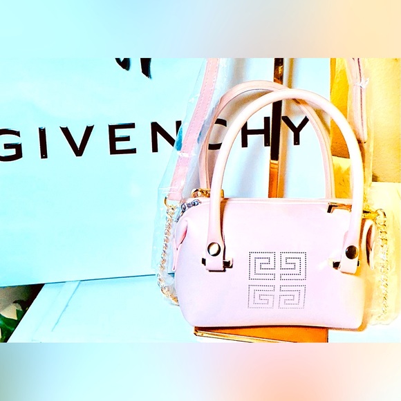 Givenchy Pink Crossbody Pouch Bundle W/Pink Pearl Silver Compact Mirror - Picture 2 of 8